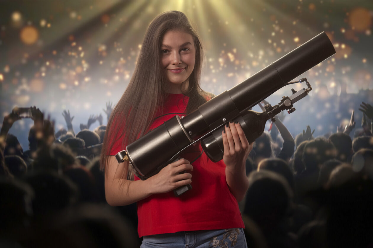 Dívka drží vystřelovač Air Cannon